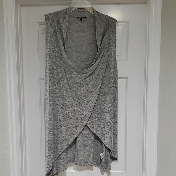 Olivia Sky Heathered Gray Sleeveless Drape Top sz L - Picture 1 of 5
